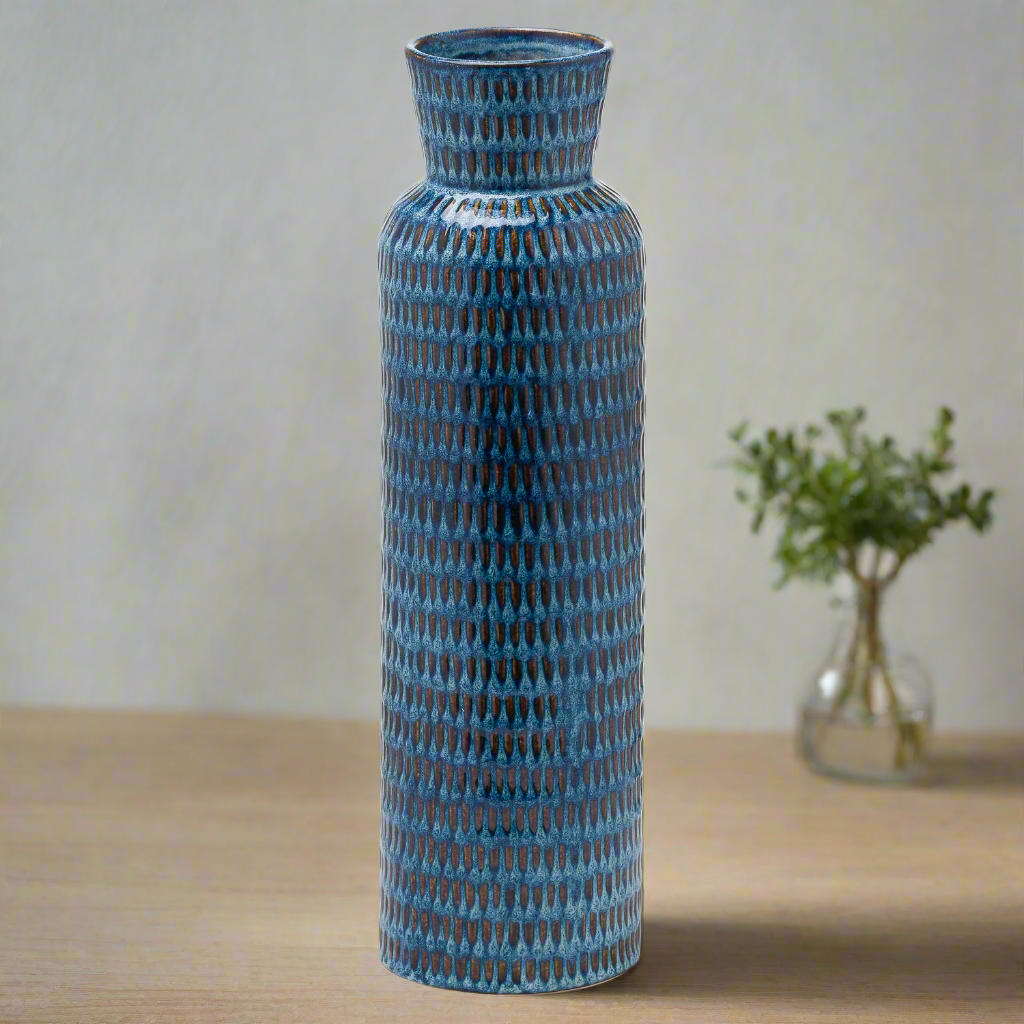 Indigo Tall Cylindrical Vase