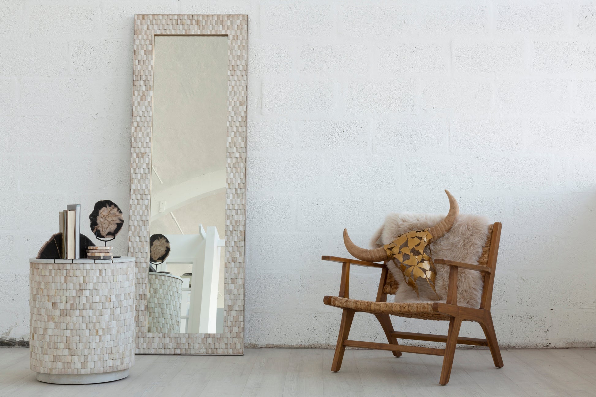 Mosaic Rectangle White Mirror