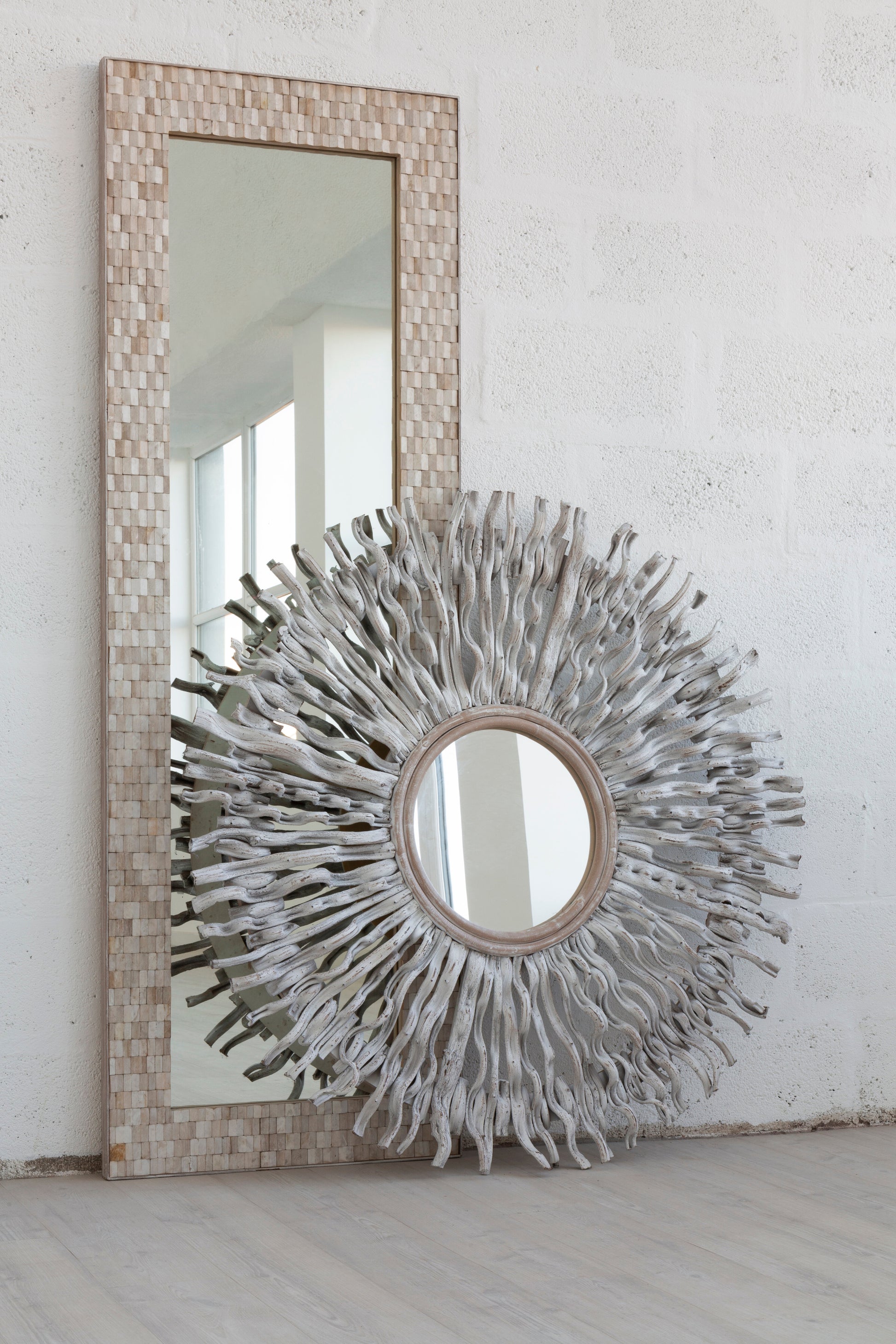 Mosaic Rectangle White Mirror