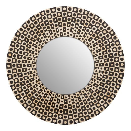 Mystique Round Black and Golden Mirror