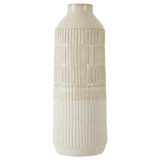 Stella White Embossed Stoneware Vase