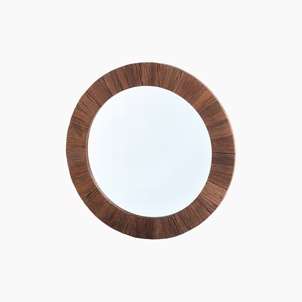 Echo Round Reclaimed Wood Mirror