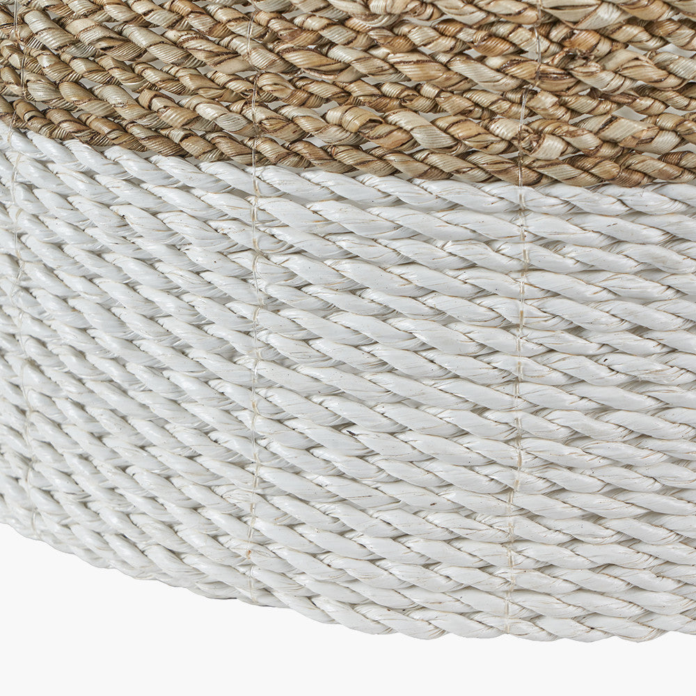 Set of 2 Banana Leaf Two Tone Natural and White Baskets