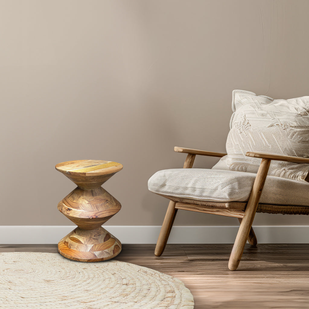 Kaya Wooden Round Side Table