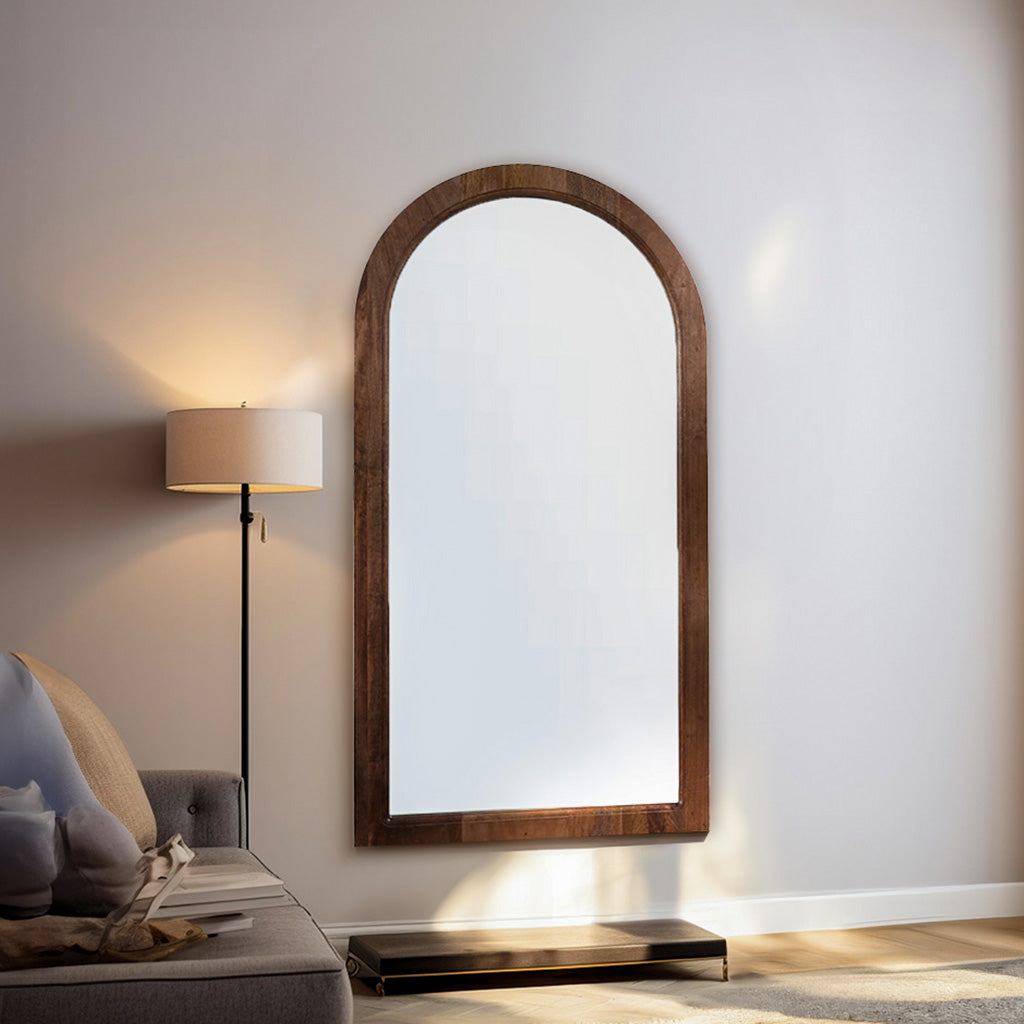 Skyward Arched Oak Mirror