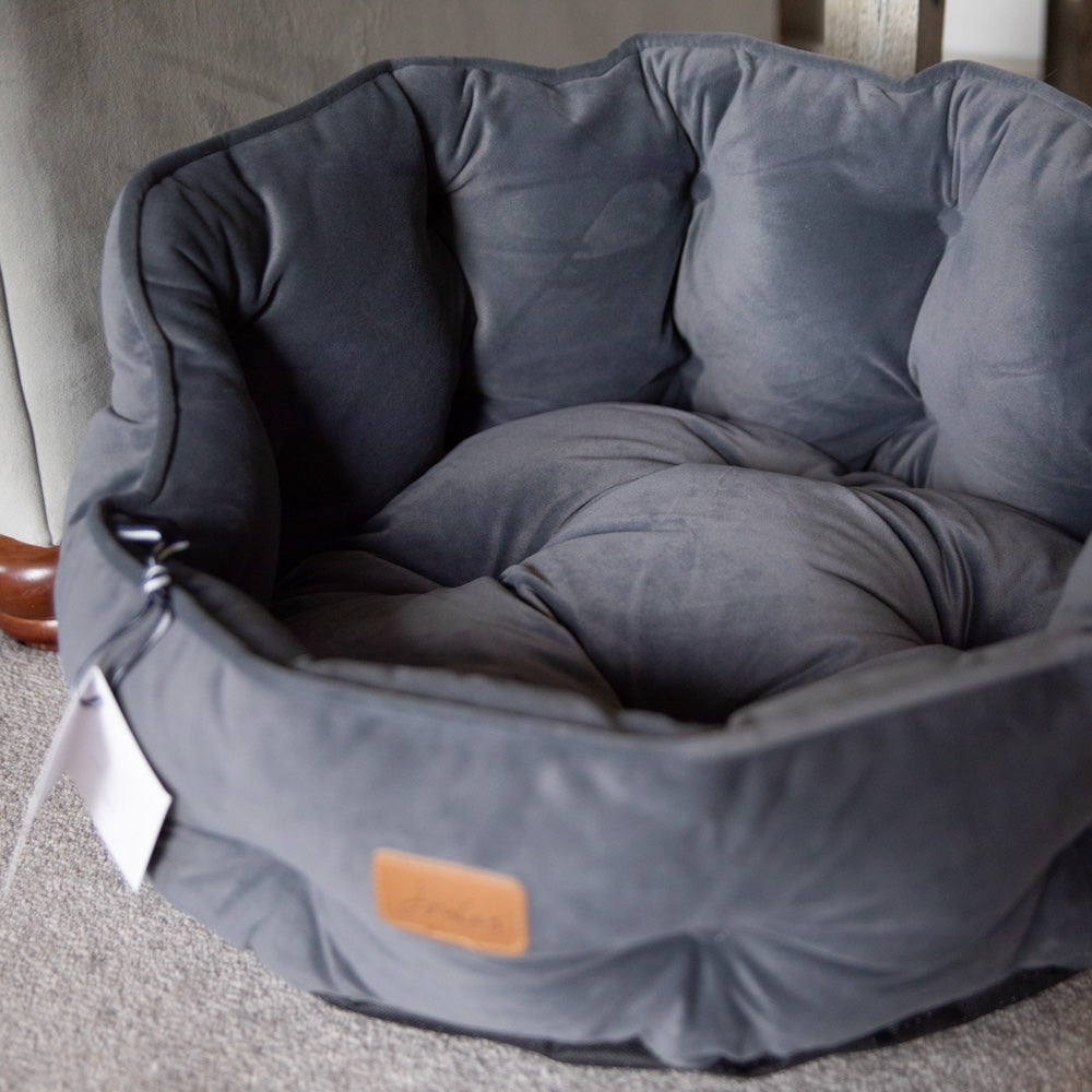 Grey velvet dog outlet bed