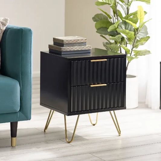 Gable Black & Golden Side Table With Storage