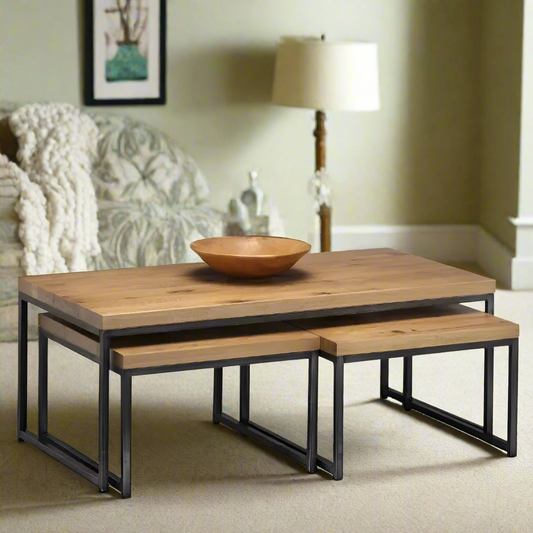 Mikeno Oak Nesting Coffee Tables