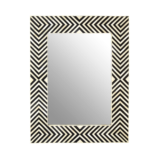 Bone Rectangular Black & White Mirror