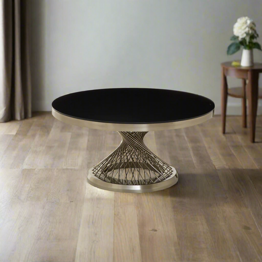 Sunflora Black & Silver Round Coffee Table