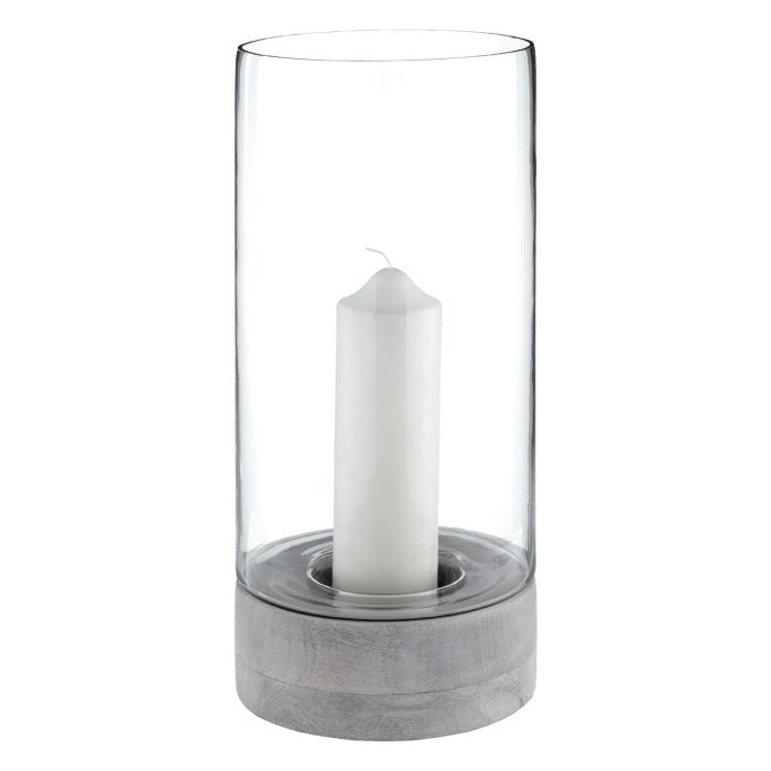 Small Grey Hurricane Candle Holder